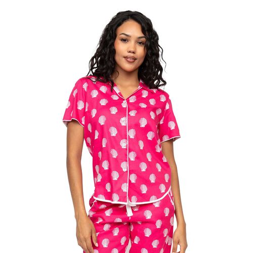 Cyberjammies Bright Pink Shell Print Short Sleeve Pyjama Top